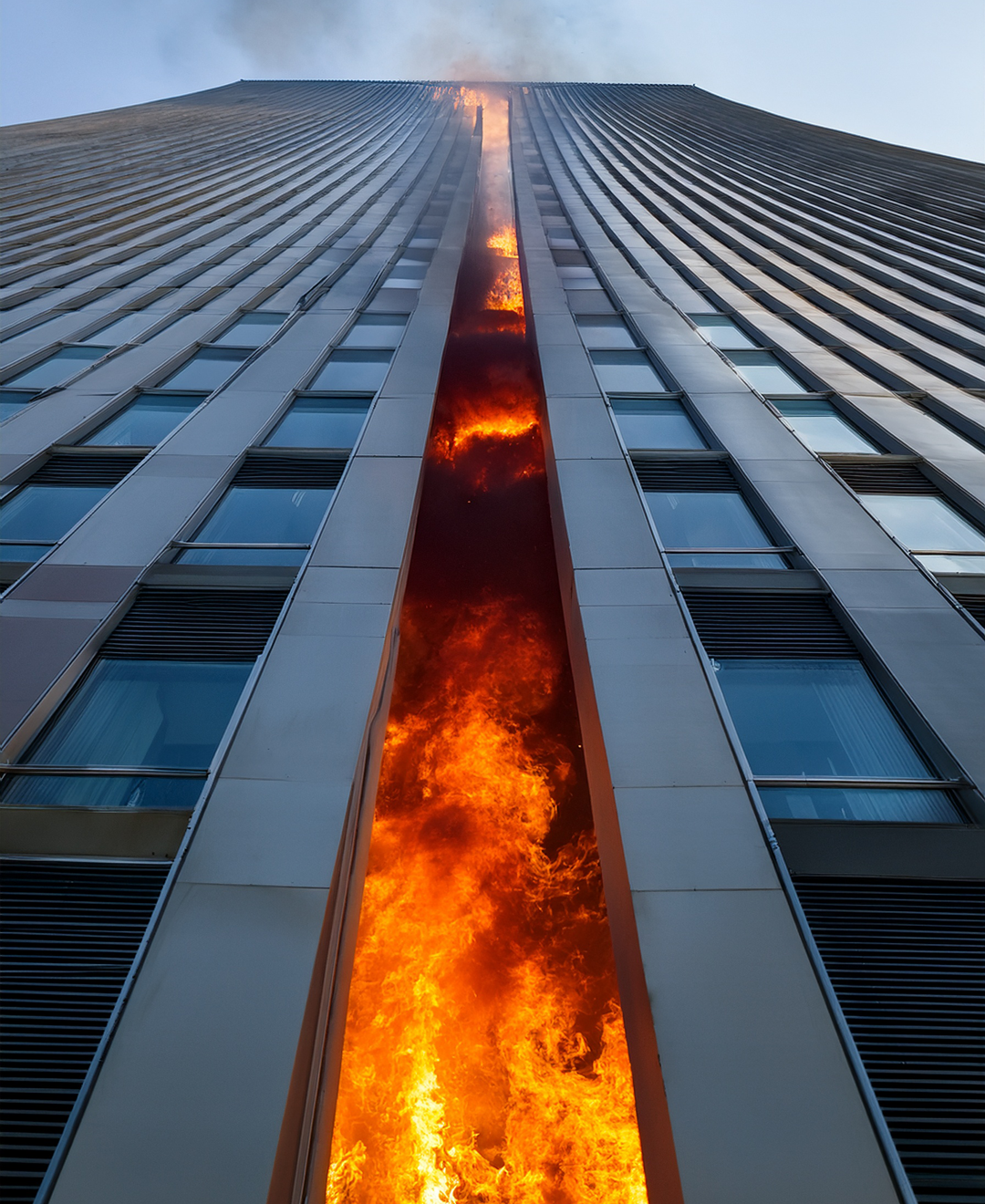 Edificio con fuego Calorcol Expertos en Ingenier&iacute;a de Aislamientos.
